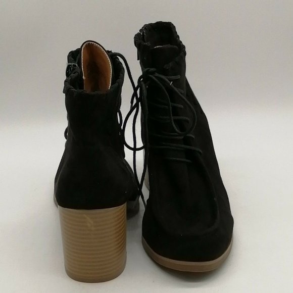 Lane Bryant Womens Ankle Bootie Black 10 Wide Block‎ Heel Side Zip Lace Up - Picture 3 of 10